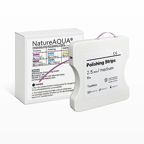Papel de lija de dientes, tira de pulido dental, tamaño: 2,5 mm de ancho, 6 m/rollos/caja, herramienta de pulido interdental de resina NatureAqua (rosa)