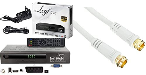 Leyf Satellite Receiver PVR Recording Function Digital Satellite Receiver [Pre-Programmed for Astra, Hotbird and Türksat] + HDMI Cable & Sonero SAT Kabel, Class A, F Stecker/F Stecker, 2,00m, weiß