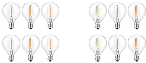 Bntaomle 12 Stück G40 LED Ersatzglühbirnen, bruchsichere LED-Leuchtmittel mit Schraubsockel E12 für weiße Solar-String-Lichterkette