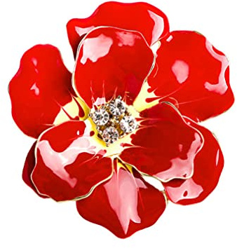 Rose Brooch Rhinestone Pistil Brooch Luxury Red Flower with Diamond Corsage Maiden Wedding Pin Flower Oil Drip Rhinestone Brooch Wedding Banquet Dinner Party Exquisite Jewelry
