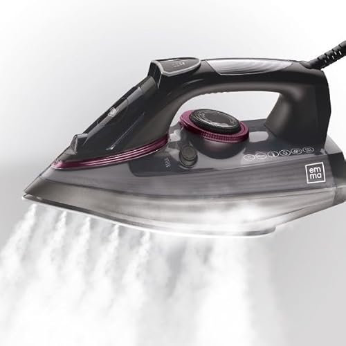 EMMA Ferro da stiro – Spedizione 24 ore – Facile stiratura 3200 W – alta pressione basso consumo energetico, alta potenza per elettrodomestici – Casa e ristorazione – Ferro da stiro a vapore (rosso)