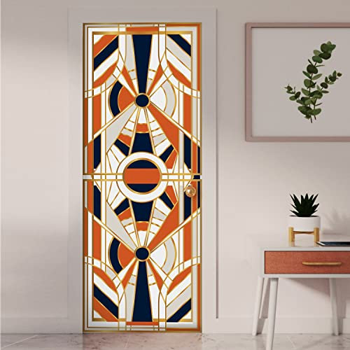 MULBEVD 3D-Türtapete Selbstklebend Geeignet für Wohnzimmer Zimmerwanddekoration Türposter Selbstklebend Geometrie-Kunst Türfolie (DM151) 90 x 200 cm