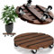 Paquete de 2 soportes de madera para plantas de 12 pulgadas para exteriores con ruedas de 30 cm, soportes de freno para macetas de jardín, soportes de decoración de plantas para interiores y