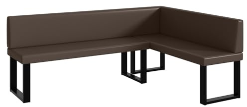MEBLINI Eckbank für Esszimmer - Küchenbank - Essecke - Sitzecke Küche - Toni - U-Beine 142x196x87cm Rechts - Braun Kunstleder