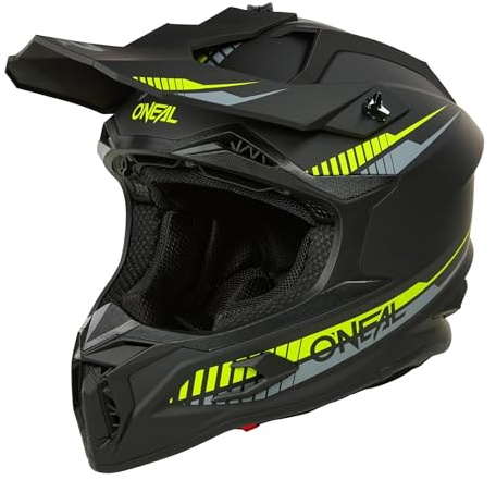 O'NEAL C-SRS Motocrosshjälm, MX Enduro motorcykel, starkt ABS-skal, vadderat och tvättbart foder, optimal ventilation, säkerhetslås för vuxna (neongul XL)