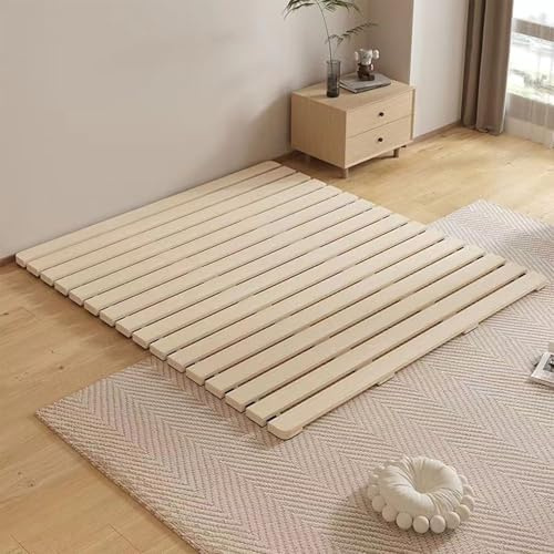 XIJIXILI Floor Bed Frame Japanese Bed Frame Foldable Slatted Bed Base Breathable and Moisture-Proof Frame Wooden Floor Platform Guest Tatami Mat (Queen)