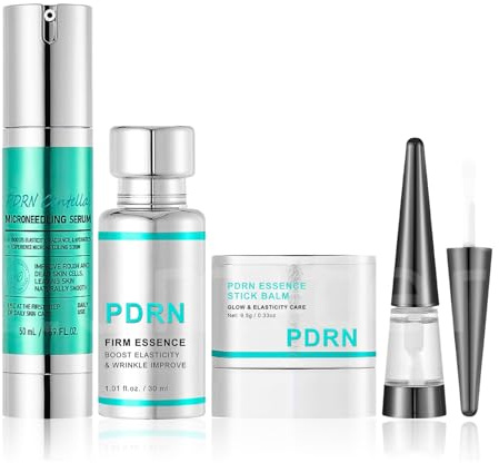 4PCS Skin Care Sets & Kits, Glass Skin Skincare Set for Teenage Girls Gifts, PDRN Serum Korean, PDRN Stick Balm, PDRN Cream, Lip Plumper, Hydrates, Brightens, Soothes, Blemish Care