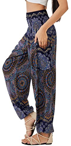 Joob Joob Boho Pants for Women - Hippie Harem Pants Women - Womens Yoga Pants – Comfy Bohemian Flowy Hippie Clothes - Midnight Large