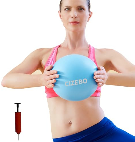 CIZEBO Pilates Ball 8 inch, Small Exercise Ball for Between Knees with Needle Pump for Core Workout & Physical Therapy Yoga PT, Blue