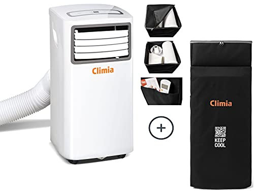 Climia CMK 2600 - Condizionatore portatile con refrigerante ecologico 3 in 1, Aircondition, ventilatore e deumidificatore (CMK 2600 con custodia protettiva