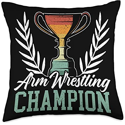 Arm Wrestling Champion Arm Wrestler Grip Pin Throw Pillow