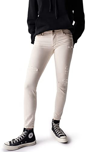 Salsa Vaqueros Wonder Push UP DE Color Crudo con Rotos