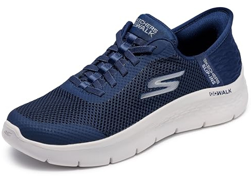 Skechers Women's Go Walk Flex Hands Free Slip-Ins - Grand Entry Sneaker, Navy/White, 8.5 US