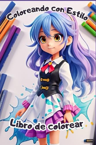 Coloreando con Estilo: Niñas Anime para Niños: Libro de colorear para niños y niñas a partir de 6 años