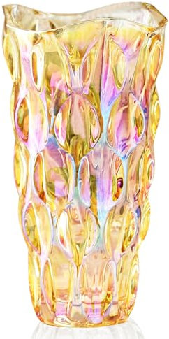 CEMABT Glasvasen, bruchsicher, dick, modern, bunt, Vintage, transparent, für Tischdekoration, Blumenvasen, große Vasen für Blumensträuße, einzigartige Geschenke