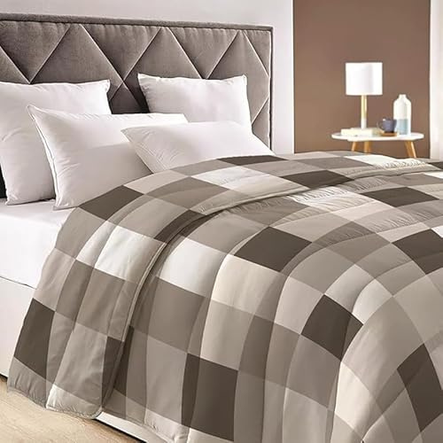 INTRECCI Piumino Matrimoniale, 260 x 260 cm, Piumino Ecologico, Caldo, Invernale, 300 g/m², Anallergico e Antiacaro, Made in Italy, Lavabile in Lavatrice, Soffice, Morbido. Fantasia: Quadri