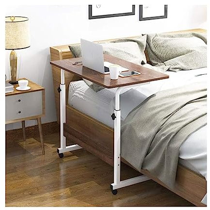 POCHY Betttische Überbetttisch, höhenverstellbarer Beistelltisch, C-förmiger Laptop-Schreibtisch, Stahlrahmen, Überbettbett mit Rollen, mobiler Stehschreibtisch luxuriös