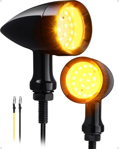PBYMT Motorcycle Bullet 24 LEDs Front Turn Signal Lights Amber SMD Blinkers w/ 10mm Mount Hole Compatible with Honda Yamaha Suzuki Kawasaki Harley Chopper Bobber