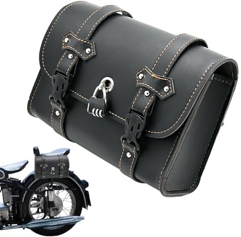 Motorrad Werkzeugtasche - Retro Rücksitz Rand Tasche Vorderradgabel Tasche für Motorrad | Retro Motorrad Lenkertasche - PU Leder Wasserabweisend Motorrad Fasstasche mit 2 Riemen, Gabeltasche für
