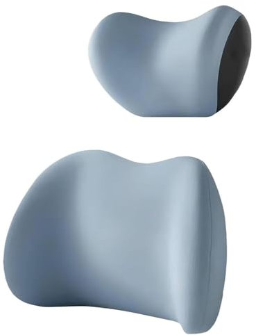 JHYGBKYHGG Auto Lendenkissen Nackenkissen Kit für Volvo V60 1. Gen 2011-2025, Ergonomische Autositze Kopfstütze Lendenwirbelstütz Rückenstütze Kissen Zubehör,C/Blue