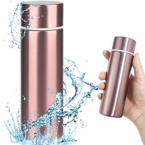 Dilightnews Mini Botella Termo 150 Ml Acero Inoxidable, Linda Botella Café Pequeña (Oro Rosa)