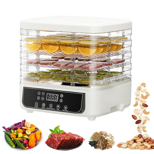 5 Tier Food Dehydrator, Electric Food Dryer Machine with Adjustable Temperature 35°C-70°C & 72H Timer Removable Trays for Jerky Herb Fruits Veggies Pet Treats Herbs