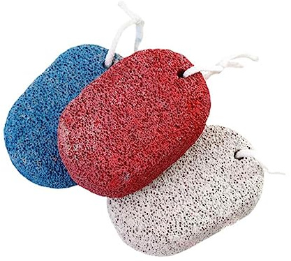 2 Stück Bimsstein Fußpflege zur Entfernung von Hornhaut, Stein | Pediküre und Salonanwendung, Entfernt Harte und Trockene Haut, Rundes Zweiseitiges Design Zufällige Farbe