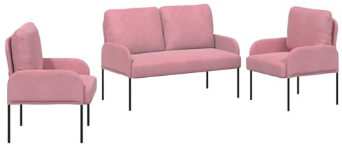 vidaXL Juegos de sofás con cojín 3 pcs Rosa 115 x 56 x 80 cm, Conjunto de sofá Moderno, Asiento cómodo para casa, sofá Elegante y Minimalista de Madera contrachapada