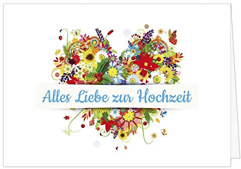 XXL Glückwunschkarte (A4) | zur Hochzeit | mit Umschlag | Alles Liebe zur Hochzeit | edle und hochwertige Klappkarte | Große Design Karte zum Verschenken | Maxi Karte Überformat