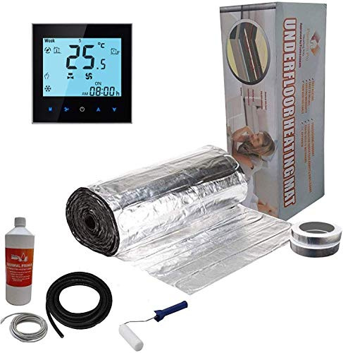 Nassboards Premium Pro Elite - Electric Underfloor Pro Elite Foil Heating kit 150w - 10m² - Black WiFi Thermostat
