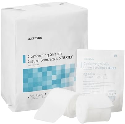 McKesson Conforming Stretch Gauze Bandages, Sterile, 2 in x 4 1/10 yd, 12 Count