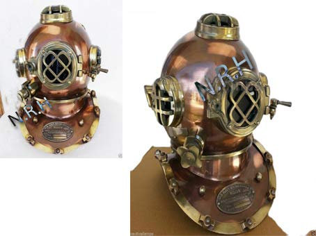 Nautical Replica Hub Antik två ton dykarhjälm US Navy Mark V full storlek 45 cm sjöliv