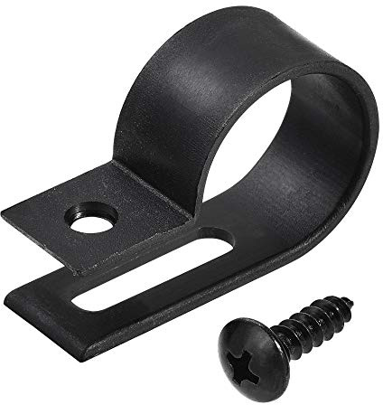sourcing map 50STK 19mm Nylon R Typ Kabel Clip Draht Klemme mit Schrauben Schwarz