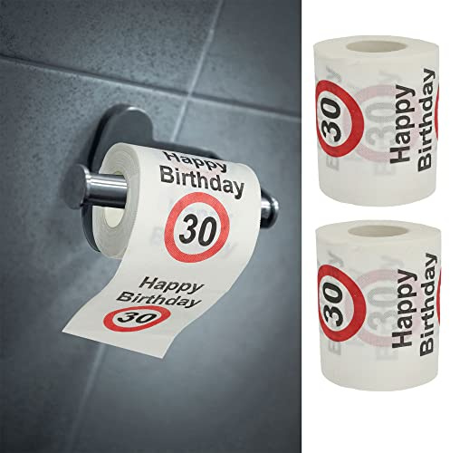 Toilettenpapier 2er Set Happy Birthday30 │30.Geburtstag 24 Meter 2-lagig 180gr/qm │ Klopapier Motivpapier WC-Papier (2 x Toilettenpapier 30)