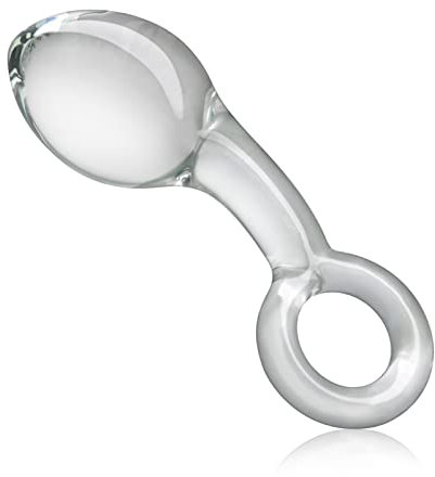 Transparente Lujoso Plug Anal de Vidrio Experimenta el Máximo Placer con el Diseño de Anillo Tirador, Material de Vidrio de Enchufa el Punto G en la Zona para Masturbación (S)