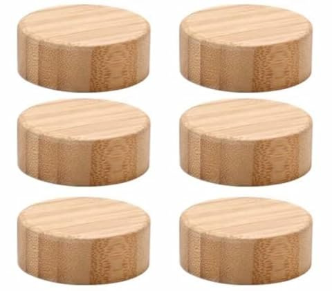 Happy Lemuro 6 Bambusdeckel Gewürzgläser - Ersatzset - Deckel aus Bambus, Holzdeckel, Bamboo lids, Holz Deckel, Ersatz