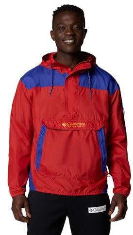 Columbia Giacca a vento Challenger II da uomo, rosso vela, blu clematis, XS