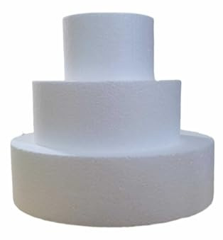 Torta Finta in Polistirolo 3 Piani per Caramelle e Marshmallow - Base per Torta Scenografica, Confettata, Compleanno, Battesimo, Matrimonio e Candy Table - Diametri 20, 15 e 10 cm