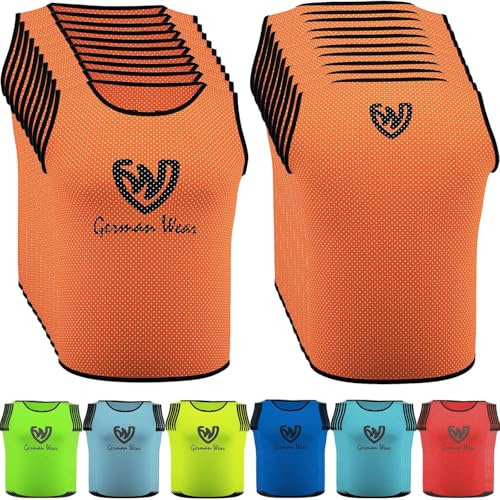 German Wear Leibchen Trainingsleibchen – Markierungshemd für Team Sport, Fussball, Training, Jogging, Hocky, Handball in Gelb, Rot, Grün, Orange, Blau für Herren, Kinder & Damen - ideal für Teams