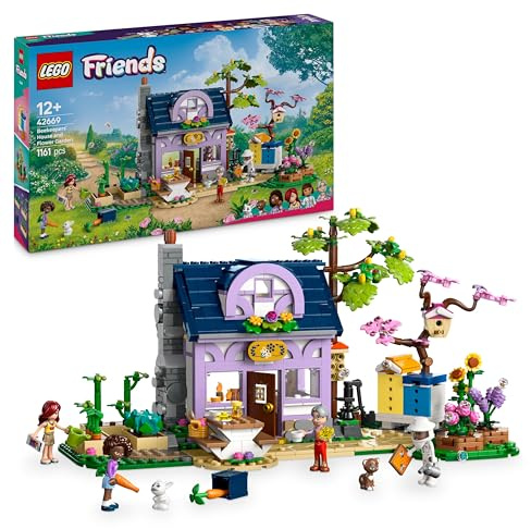 LEGO Friends Beekeepers’ House and Flower Garden Set, Creative Toy with 4 Mini Dolls, Cat & Rabbit Animal Figures, plus Accessories - Gift for 12+ Year Old Girls & Teens - 42669