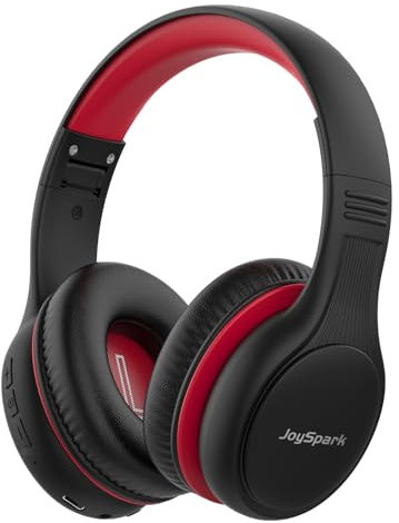 JoySpark Kids Bluetooth Headphones, 60 Hours Playtime, Bluetooth 5.4 Kids Headphones Wireless, Type-C Fast Charging, 85/94dB Volume Limited, Foldable Toddler Headsets with Mic-Black Red