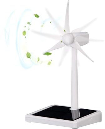 Solar Windmill Model - Educational Desk Airmill for Hands On Learning, Science Teaching Craft with Functional Energy Powered Wings, Decorative Ornament for Garden, Home, and Desktop Display