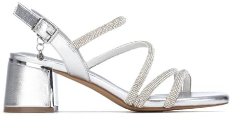 XTI - Sandalia Mujer Plata - Calzado Cómodo y Versátil - Moda casual - Modelo 14526003 (Talla 36)