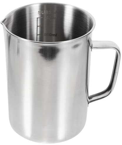 SHINEOFI Vaso Medidor de Acero Inoxidable Escala Graduada, Resistente y Preciso para Laboratorio o Cocina, Capacidad Adecuado y Fácil de Limpiar