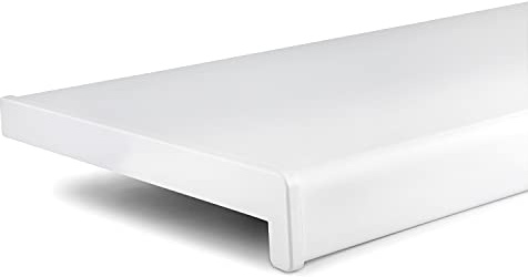 TJ Fensterbank Innen I 40 cm x 80 cm I weiß I hochwertige PVC Fensterbank mit Seitenabschluss I Fensterbrett kratzfest & feuchtigkeitsundurchlässig I pflegeleichter & langlebiger Fenstersims für Innen