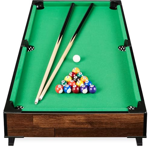 Best Choice Products Mesa de billar de 101.6 cm, mesa de juego de sala de estar, sala de juegos con 2 palos de taco, juego de bolas, bolsa de almacenamiento, nogal