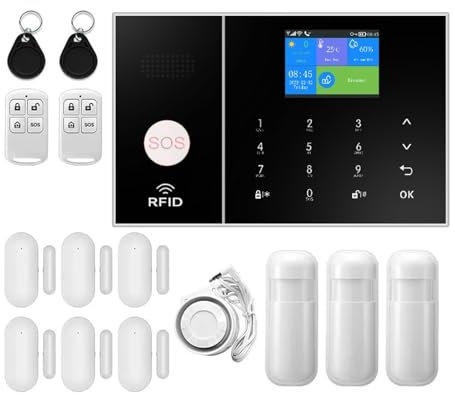 DELURA Alarm System 4G Home Security Alarm System WIFI Wireless Alarm Kit Tuya Smart Life App Supports Wired Detector Door PIR Infrared Detecto Zero false positive rate (Color : PG108-4G-J)