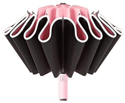 DEEDAV Golfschirme Automatik-Taschenschirm, Winddicht, 12 Rippen, Rückwindfest, Trip-Regenschirm Familien Regenschirm (Color : Automatic Pink)