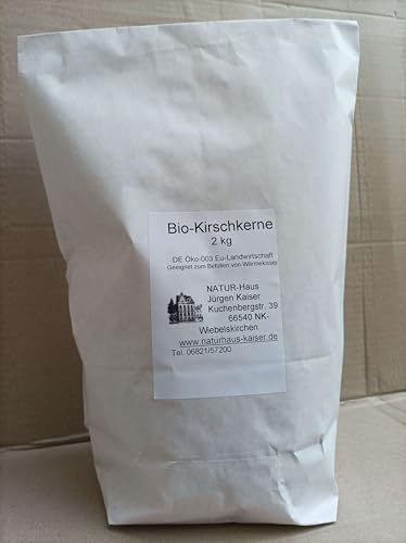Naturhaus-Kaiser - 2 kg de huesos de cereza orgánicos sueltos para cojín térmico, cojín de huesos de cereza, relleno para el frío, material de relleno, sacos de huesos de cereza, masaje de pies,