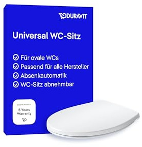 Duravit WC-Sitz Univavo, ovaler WC-Sitz, Klobrille mit doppelter Absenkautomatik, Toilettendeckel Quick Release für einfache Montage, Klodeckel made in EU, Urea-Duroplast, Edelstahlscharniere, Weiß